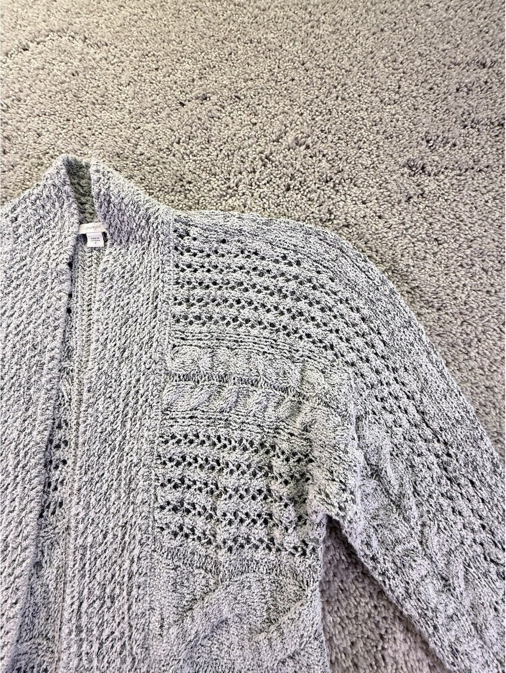 Pure Jill Size Small Open Knit Cardigan Gray Cotton Blend - Picture 3 of 13